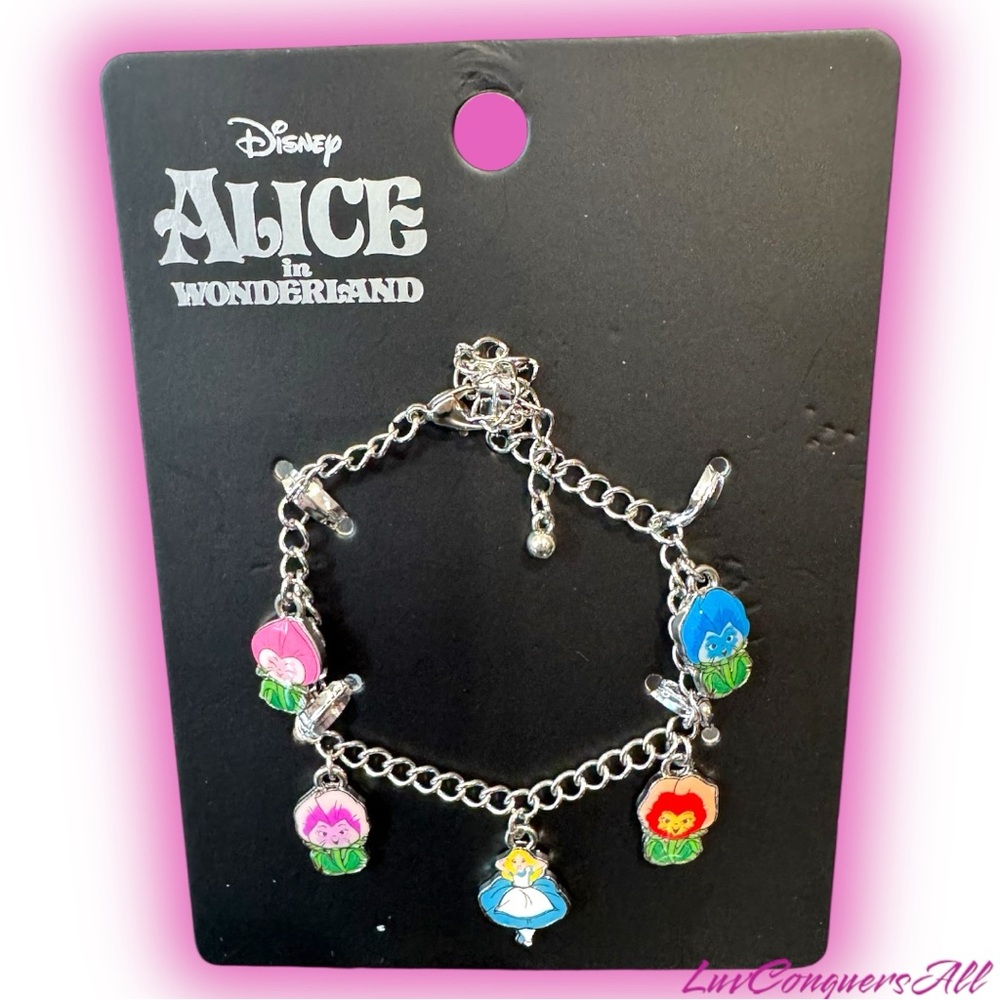 Disney Alice In Wonderland Flowers Charm Bracelet
